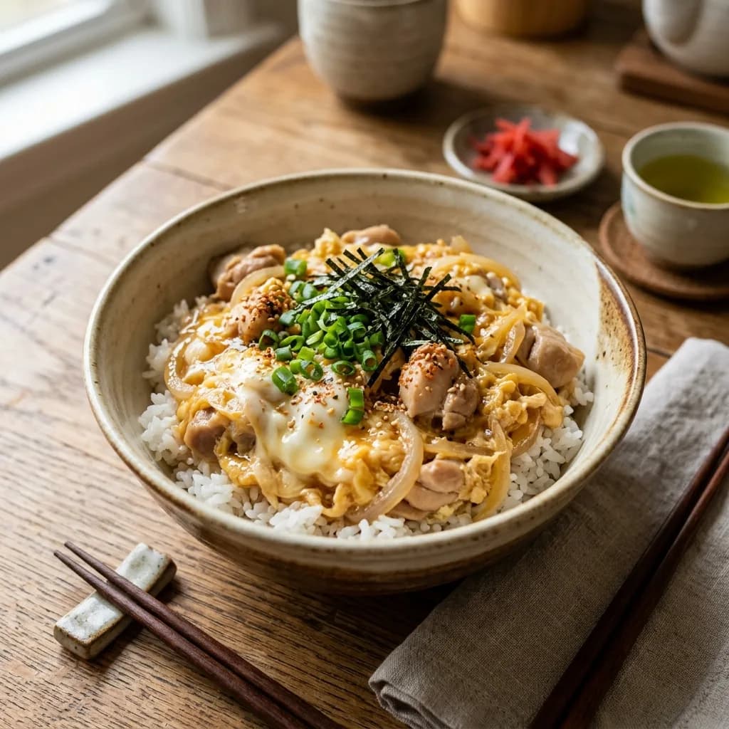 Recipe cover: Oyakodon (Chicken and Egg Rice Bowl)
