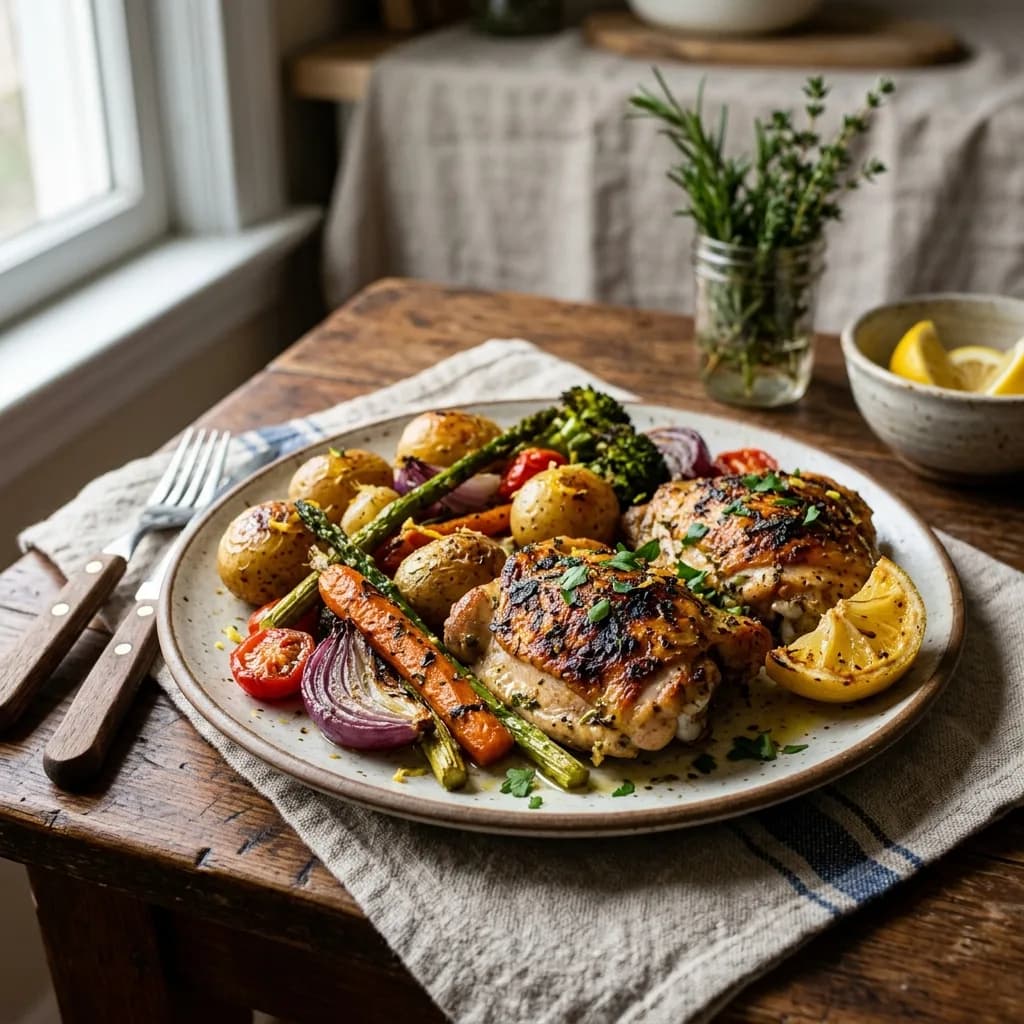 Recipe cover: Lemon Herb Sheet-Pan Chicken and Vegetables