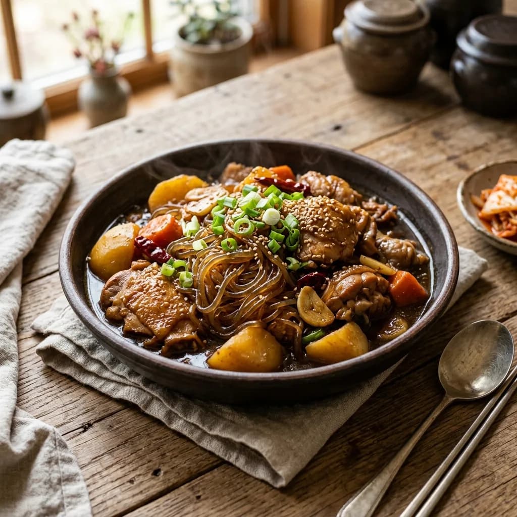Recipe cover: Spicy Garlic Soy Braised Chicken With Glass Noodles