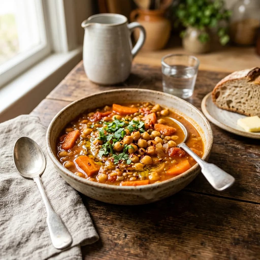 Recipe cover: Moroccan Harissa Chickpea And Carrot Stew