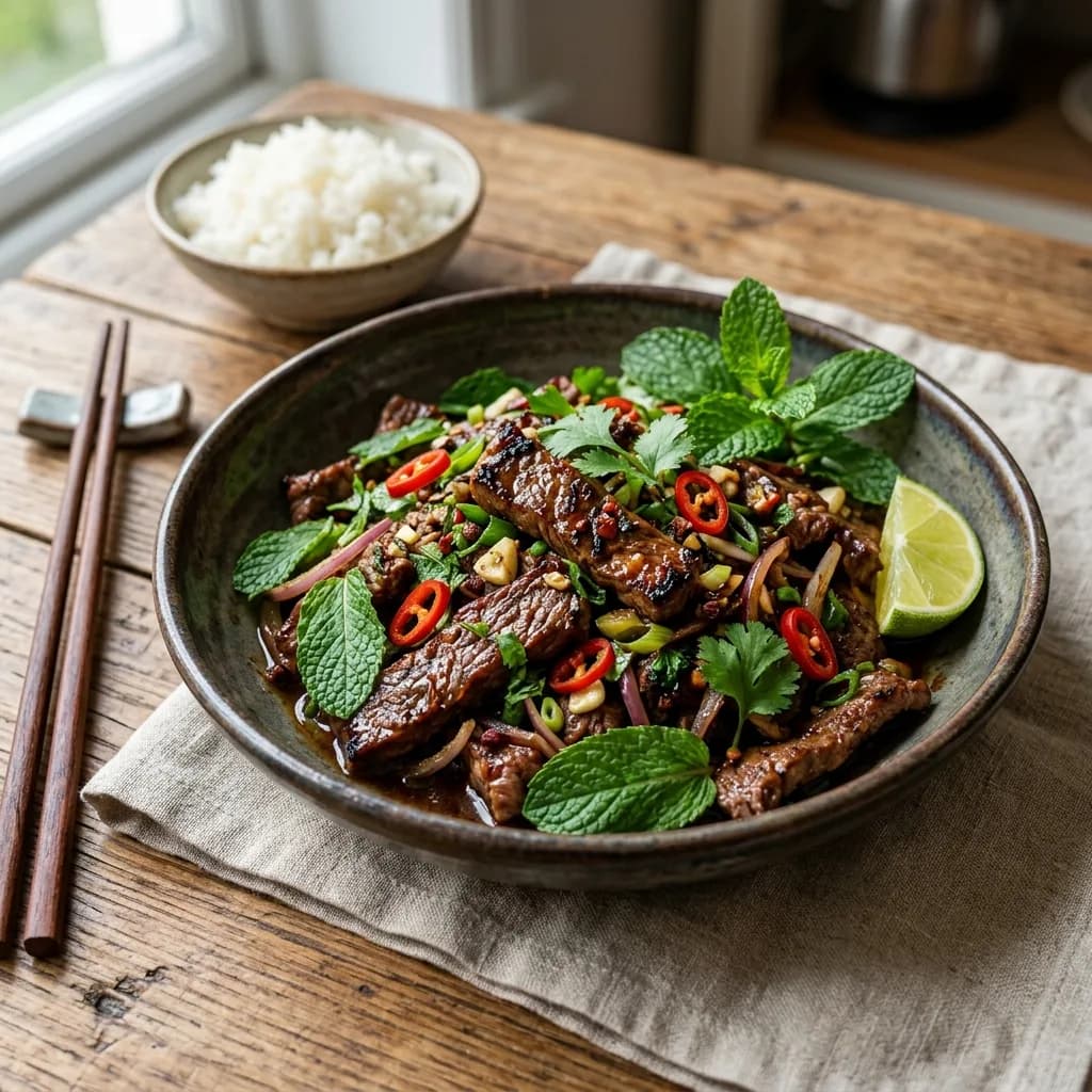 Recipe cover: Yunnan Spiced Mint Beef Stir-Fry