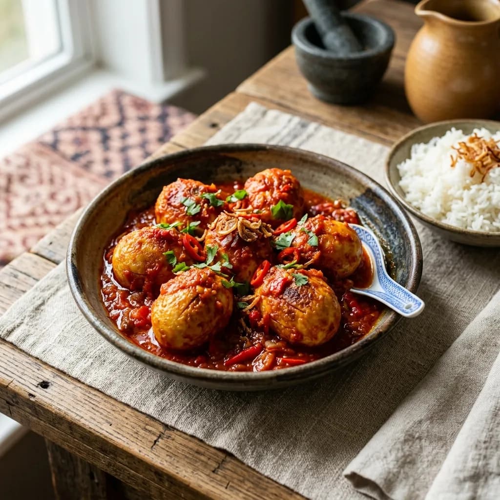 Recipe cover: Telur Balado (Crispy Fried Eggs In Chili Sambal)