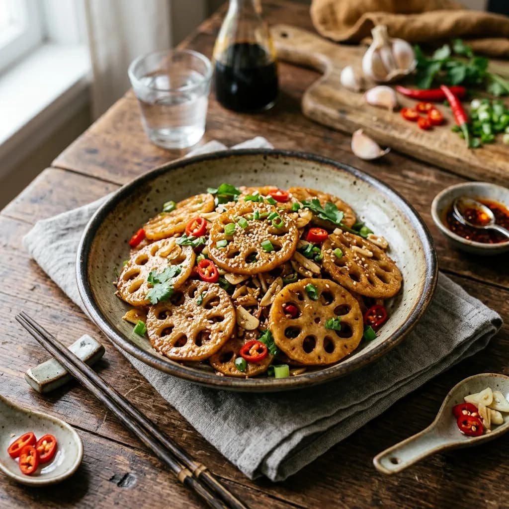 Recipe cover: Crispy Garlic Lotus Root Stir-Fry