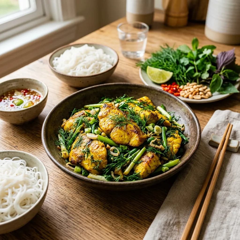 Recipe cover: Hanoi Turmeric Fish With Fresh Dill