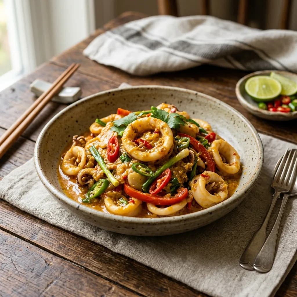 Recipe cover: Thai Stir-Fried Squid With Salted Egg Yolk