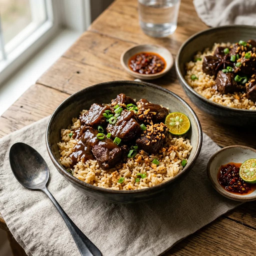 Recipe cover: Sweet-Savory Filipino Beef Pares Bowls
