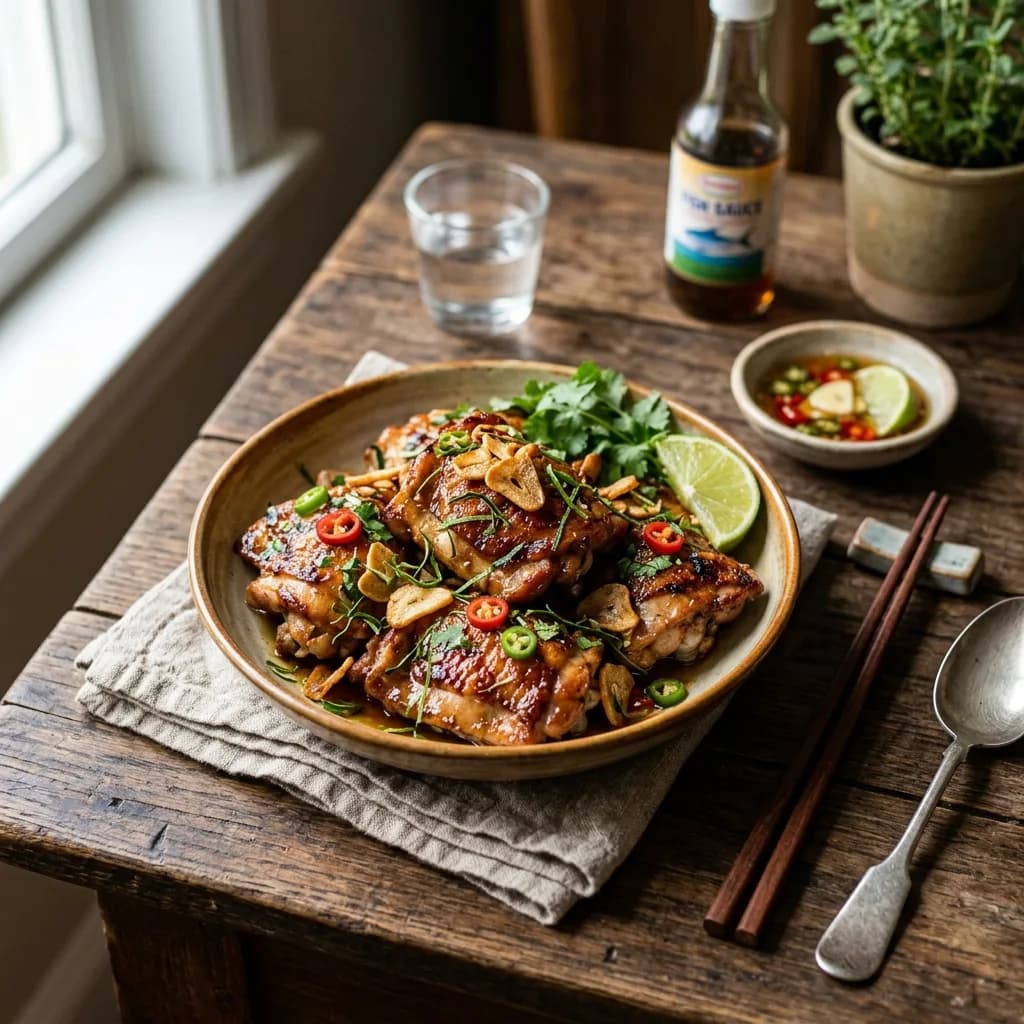 Recipe cover: Thai Crispy Garlic And Lime Leaf Chicken Thighs