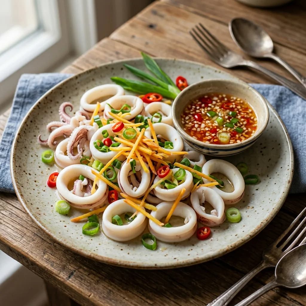 Recipe cover: Vietnamese Steamed Calamari With Ginger And Scallions