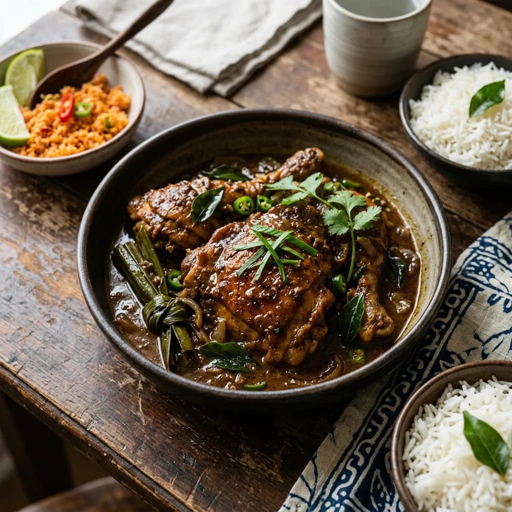 Recipe cover: Sri Lankan Tamarind Pandan Braised Chicken Thighs