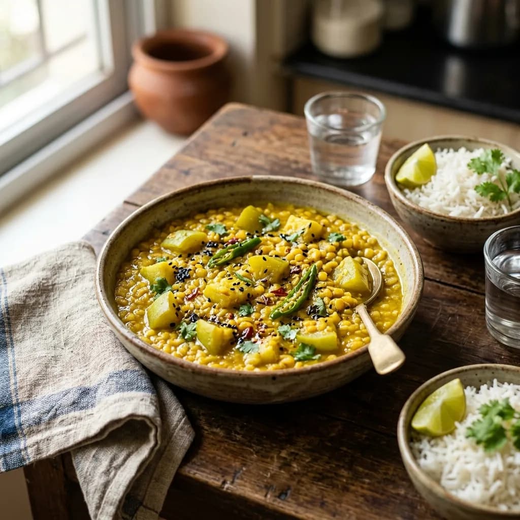 Recipe cover: Bengali Dry-Roasted Moong Dal With Bottle Gourd