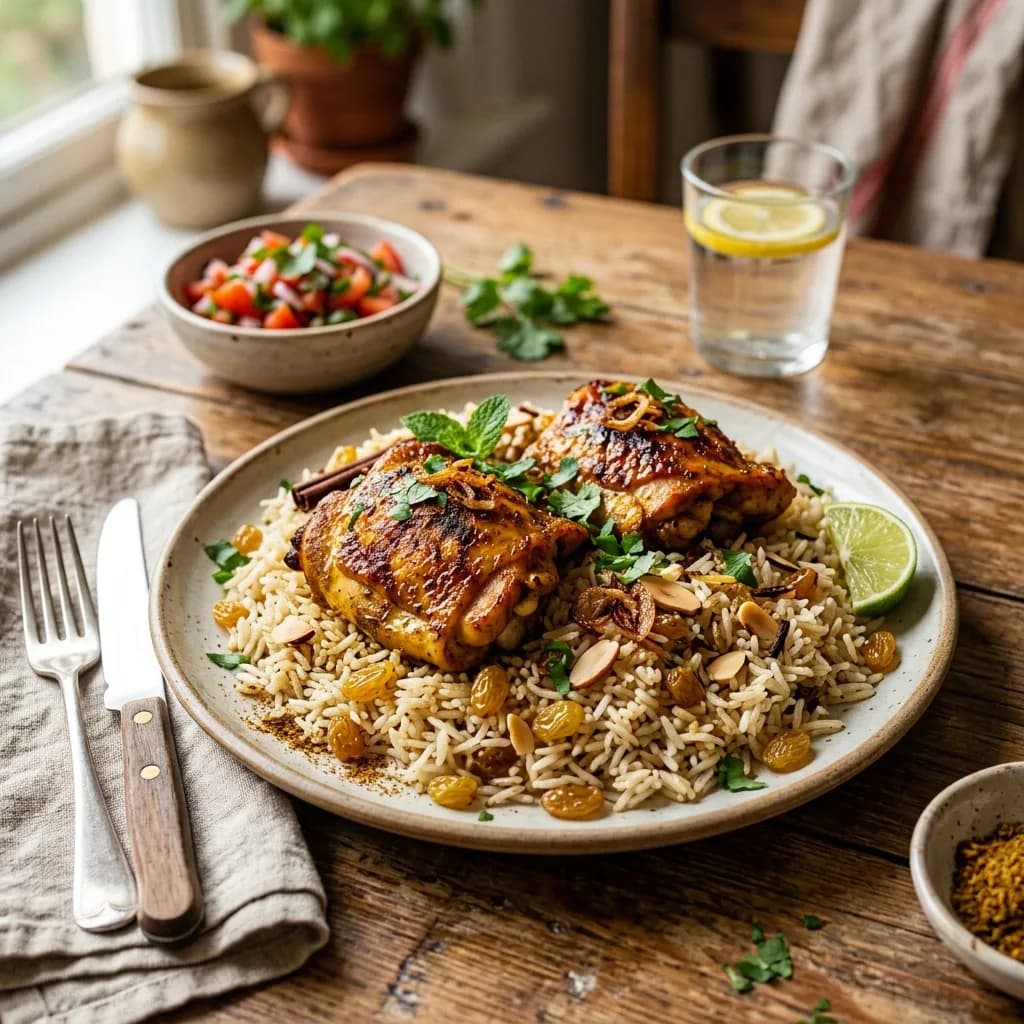 Recipe cover: Somali Spiced Chicken Thighs With Xawaash Rice Pilaf