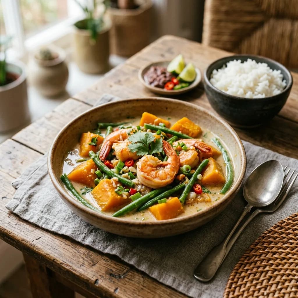 Recipe cover: Filipino Coconut Squash And Shrimp Stew