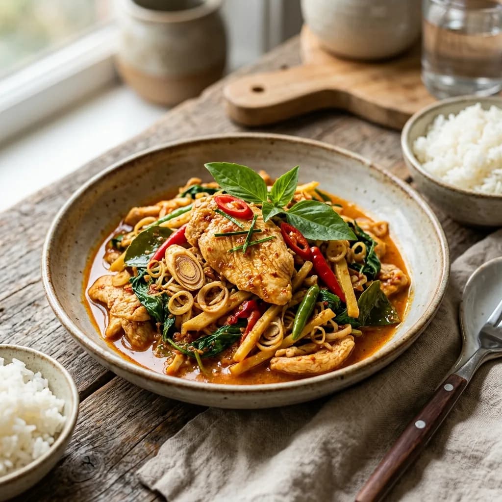 Recipe cover: Thai Stir-Fried Spicy Lemongrass Chicken (Pad Phet Gai)