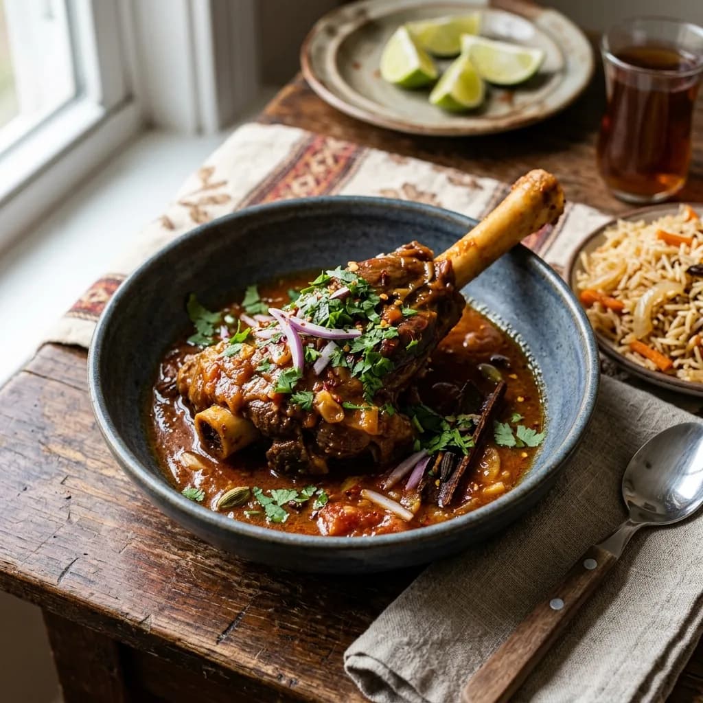 Recipe cover: Somali Garlic And Cardamom Braised Lamb Shanks