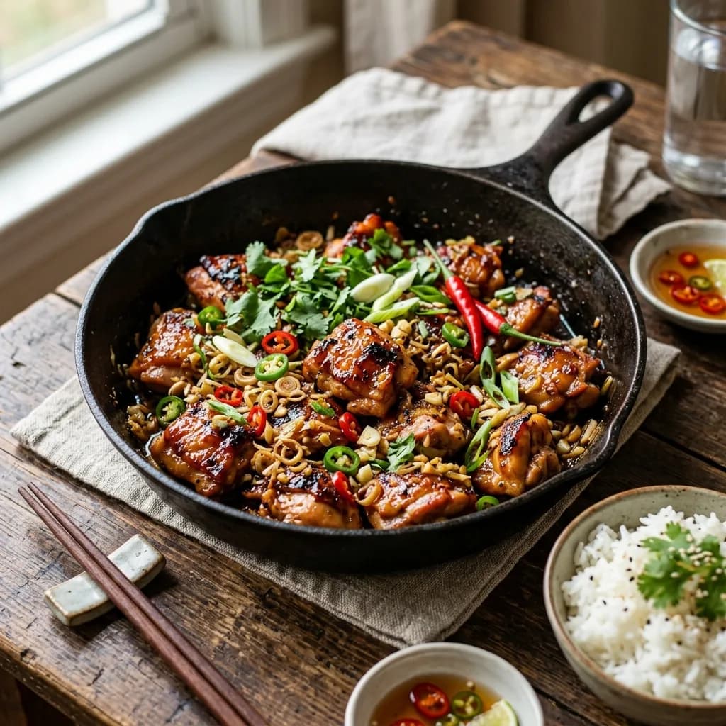 Recipe cover: Vietnamese Sweet-Spicy Lemongrass Chicken Skillet