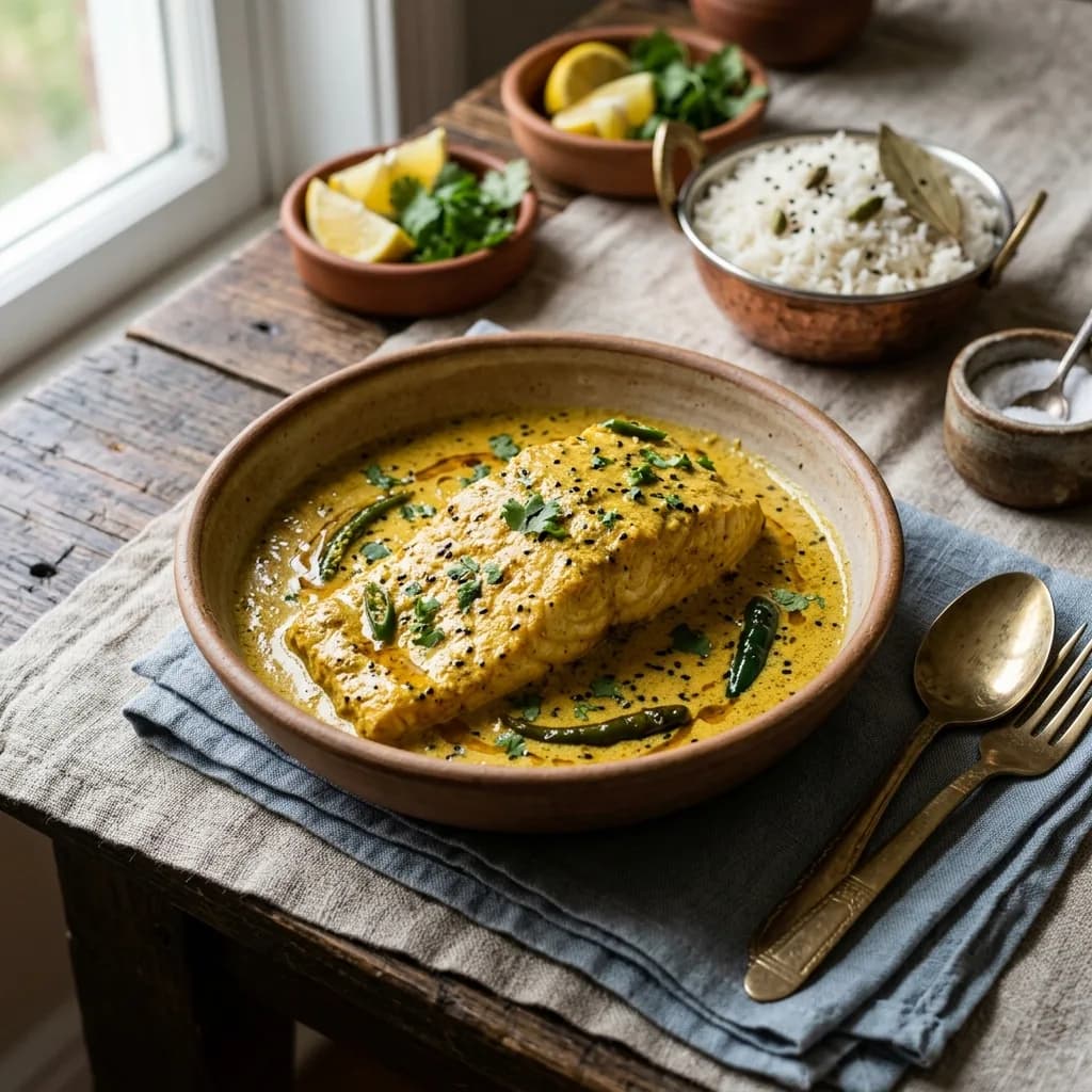 Recipe cover: Bengali Mustard Coconut Braised Seabass