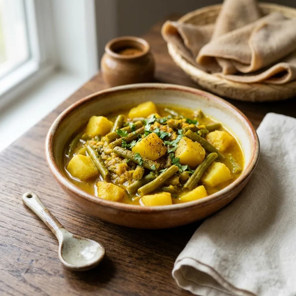Recipe cover: Ethiopian Turmeric Stewed Green Beans And Potatoes