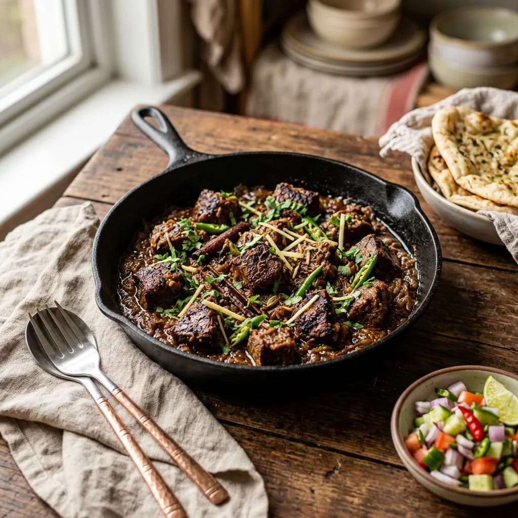Recipe cover: Punjabi Bhuna Lamb Skillet (Spiced Sear-Braised Lamb)