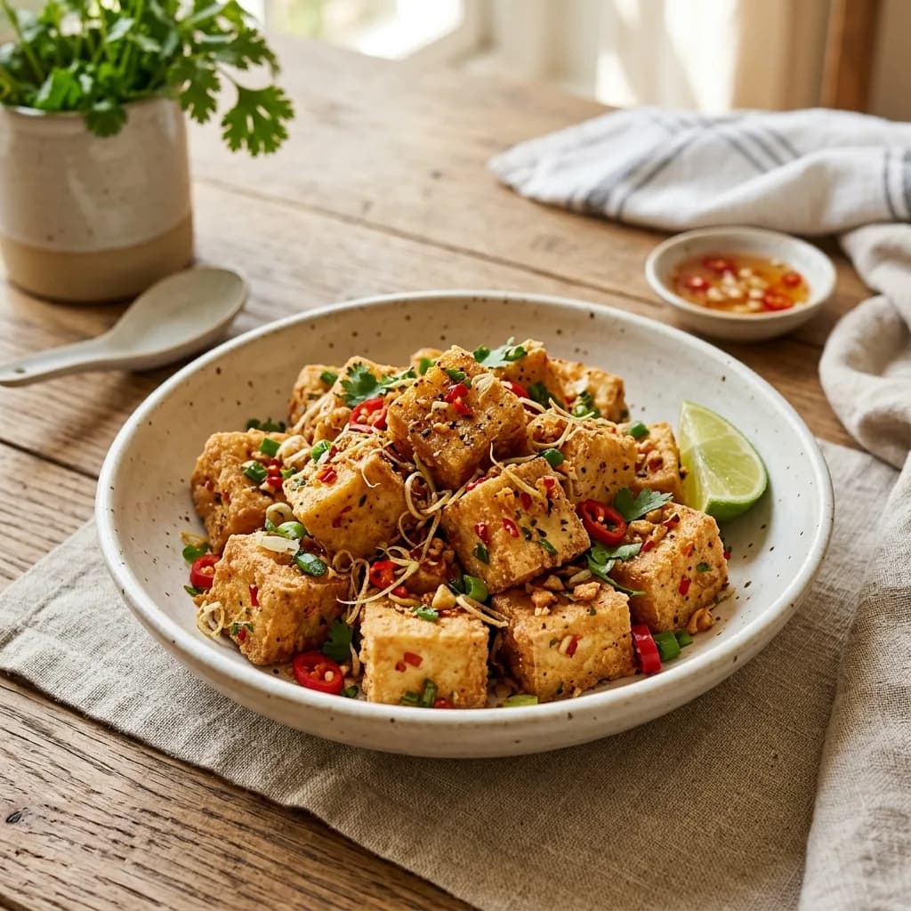 Recipe cover: Vietnamese Salt And Pepper Crispy Tofu With Lemongrass