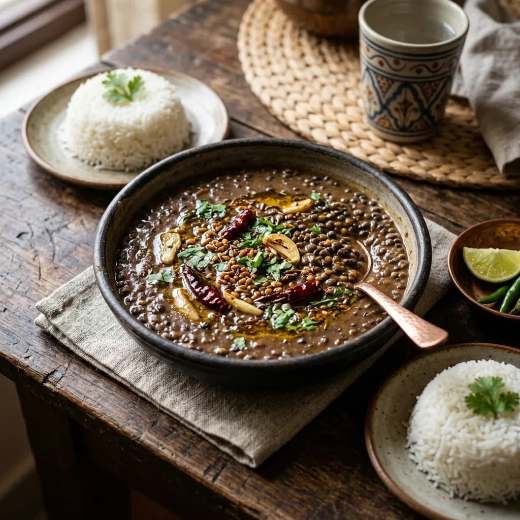 Recipe cover: Nepalese Fenugreek Tempered Kalo Dal