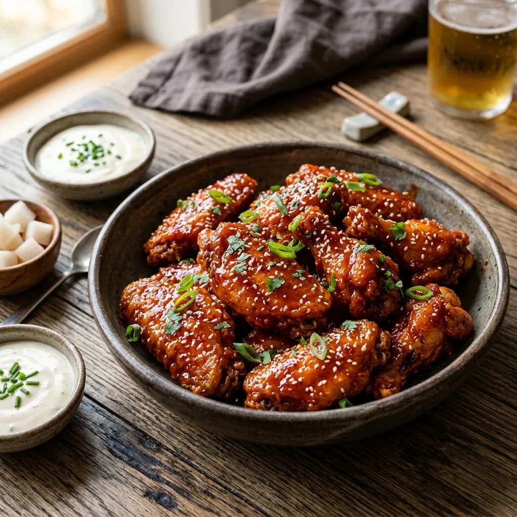 Recipe cover: Crispy Gochujang Glazed Korean Chicken Wings