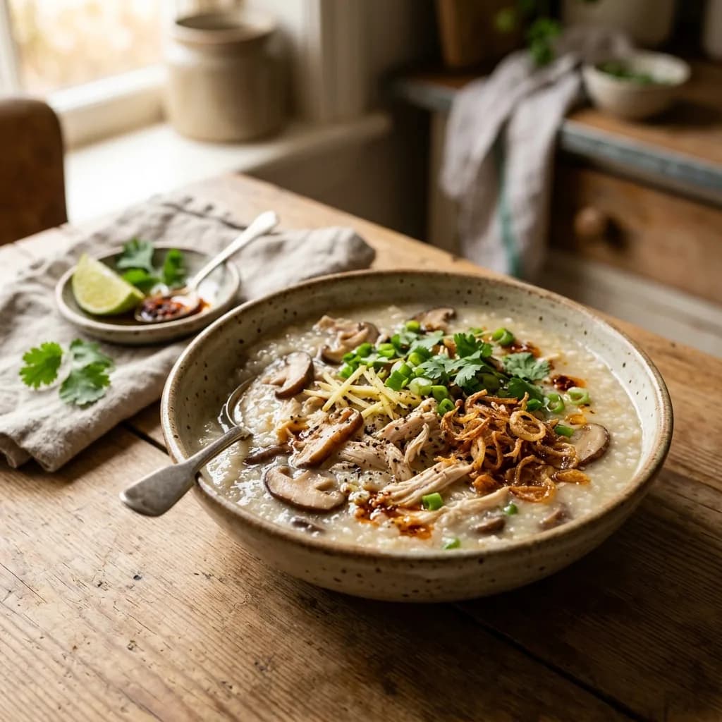Recipe cover: Vietnamese Chicken And Shiitake Rice Porridge