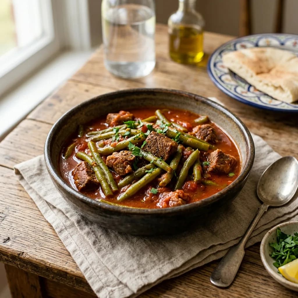 Recipe cover: Lebanese Tomato Braised Green Beans With Beef