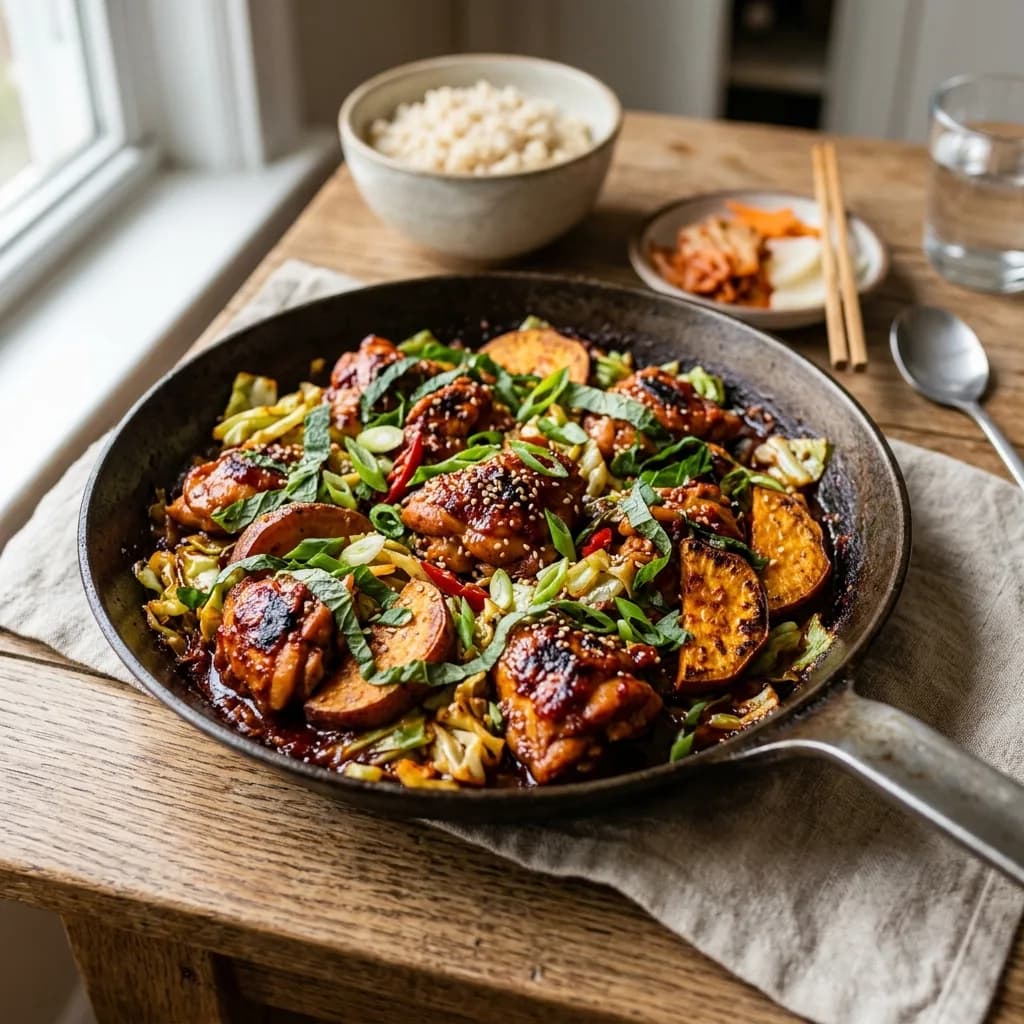 Recipe cover: Spicy Korean Dak-Galbi Style Chicken Skillet