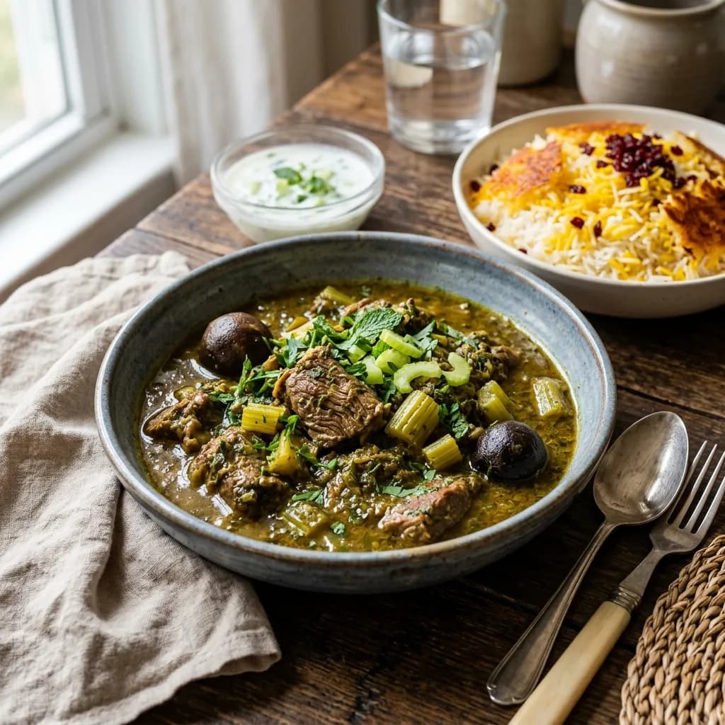 Recipe cover: Iranian Mint And Celery Braised Beef