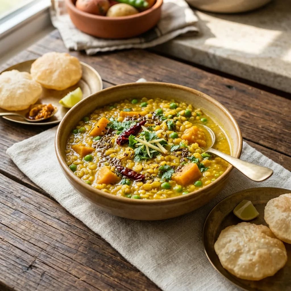 Recipe cover: Bengali Golden Moong Dal With Sweet Potato