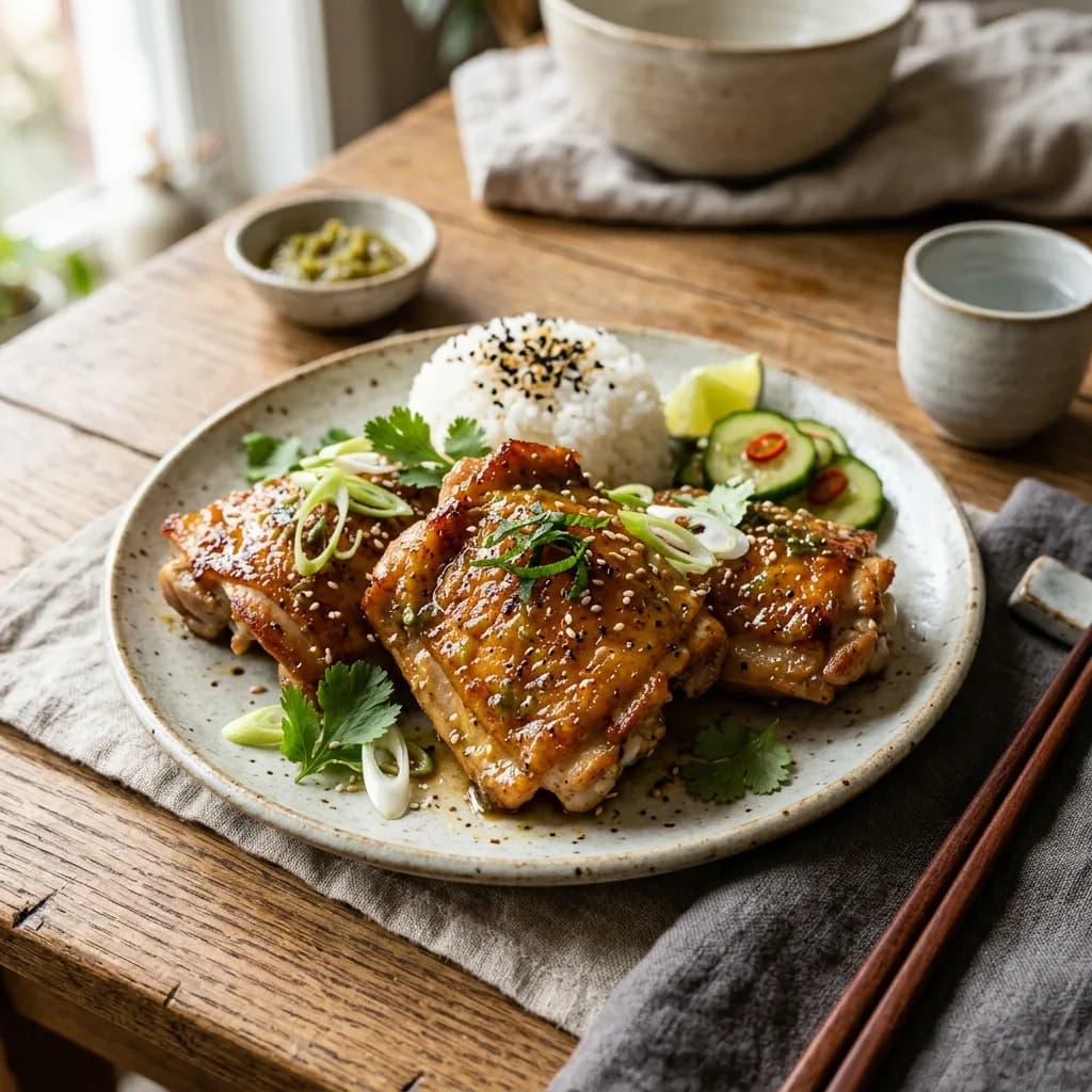 Recipe cover: Yuzu Kosho Glazed Pan-Seared Chicken Thighs