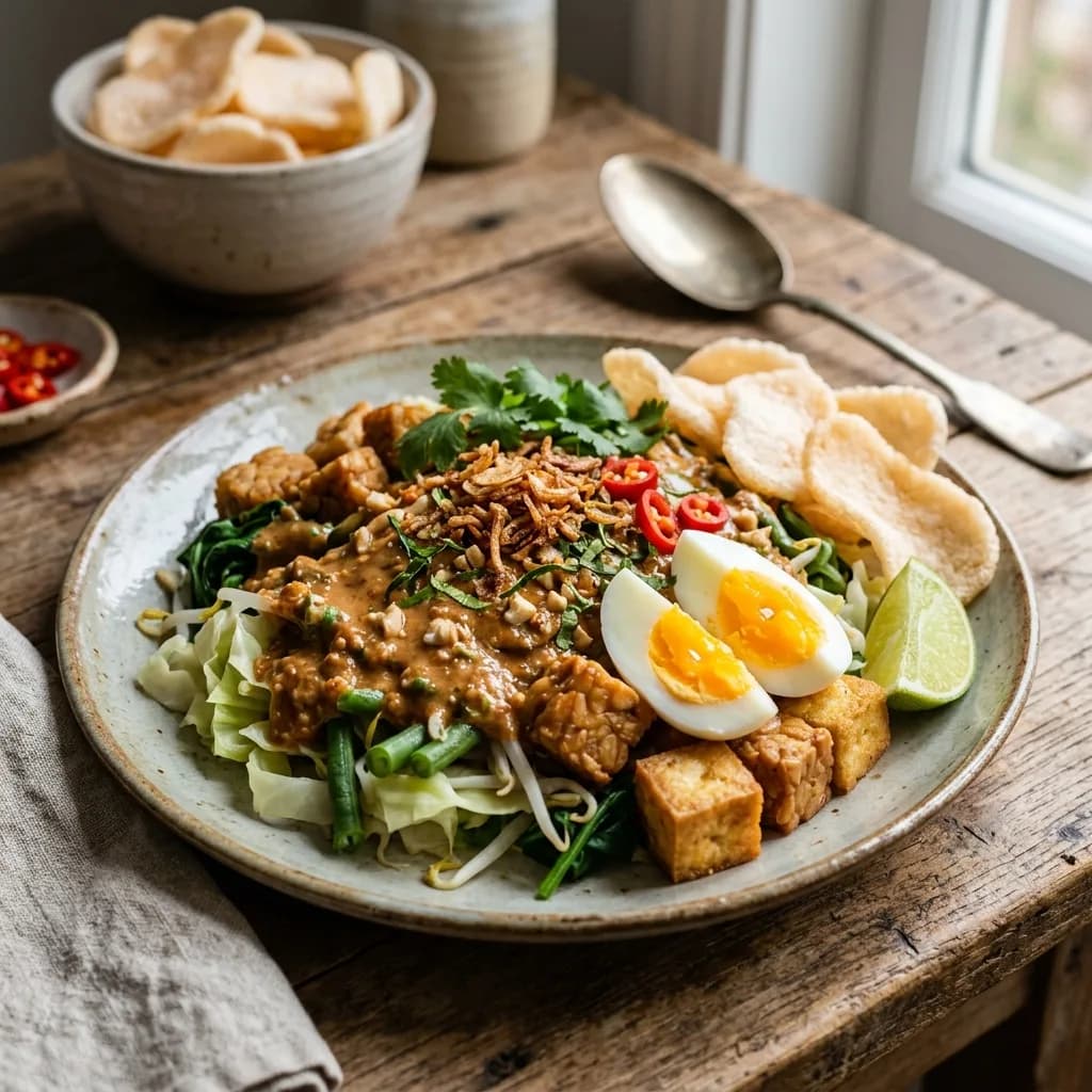 Recipe cover: Gado-Gado Jakarta (Warm Salad With Tangy Peanut Dressing)