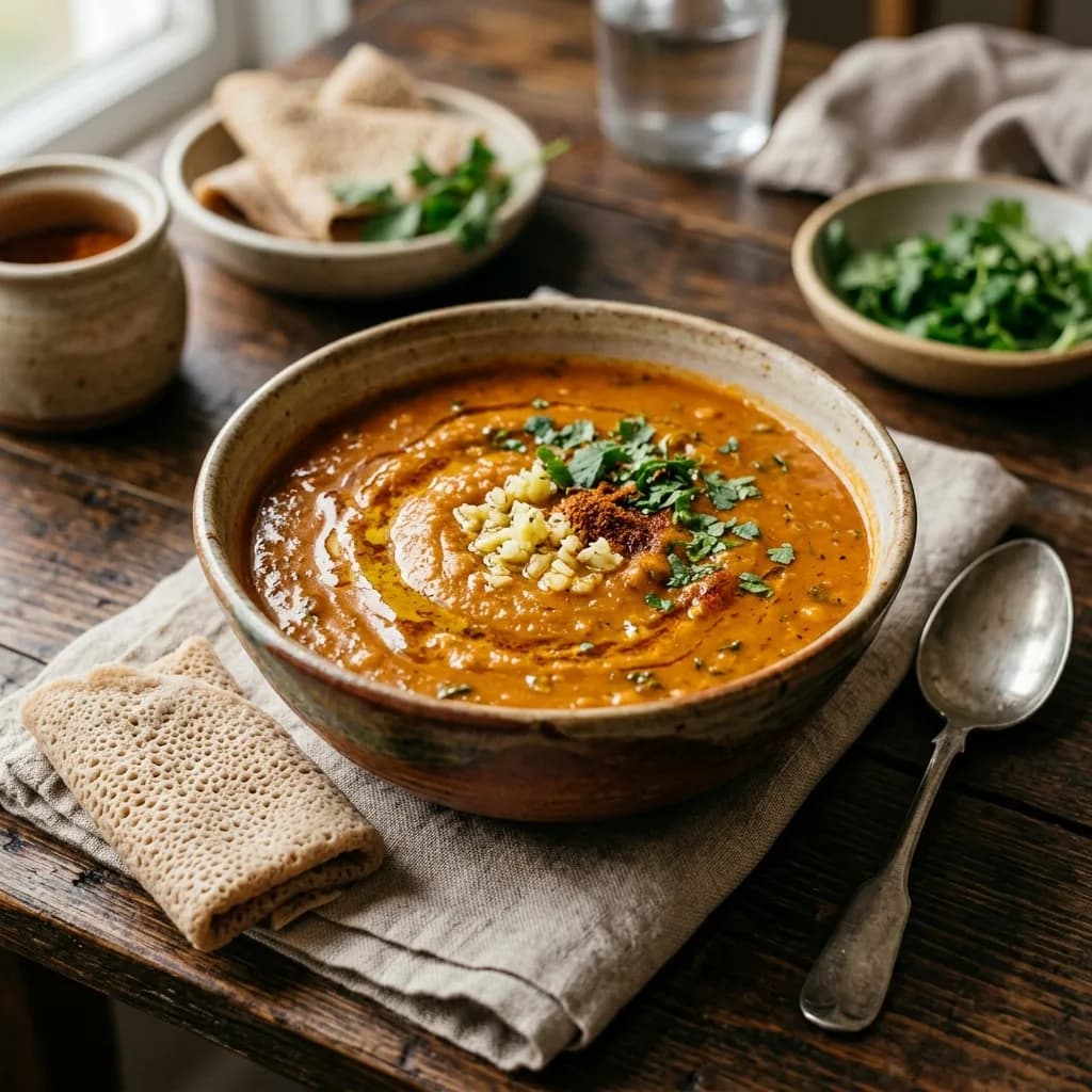 Recipe cover: Ethiopian Garlic Chickpea Stew With Spiced Butter