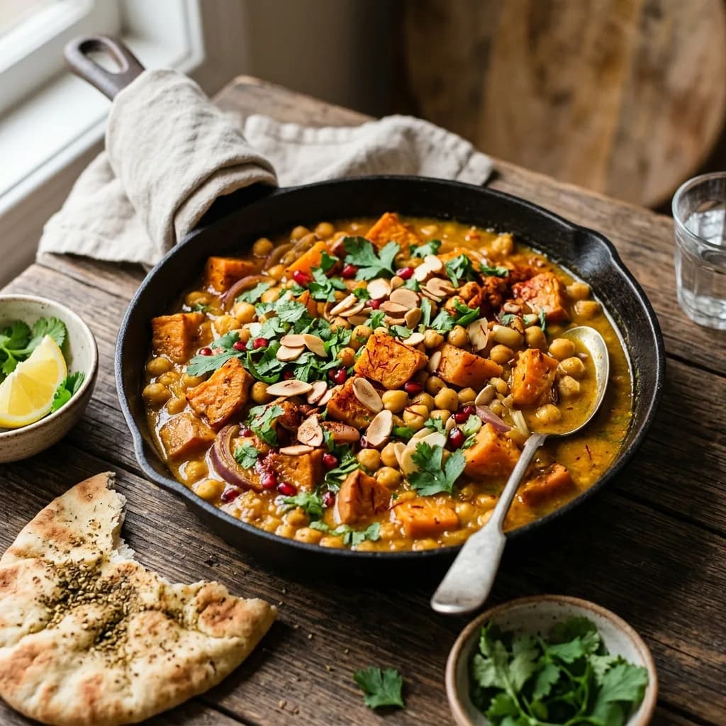 Recipe cover: Moroccan Saffron Chickpea And Sweet Potato Skillet