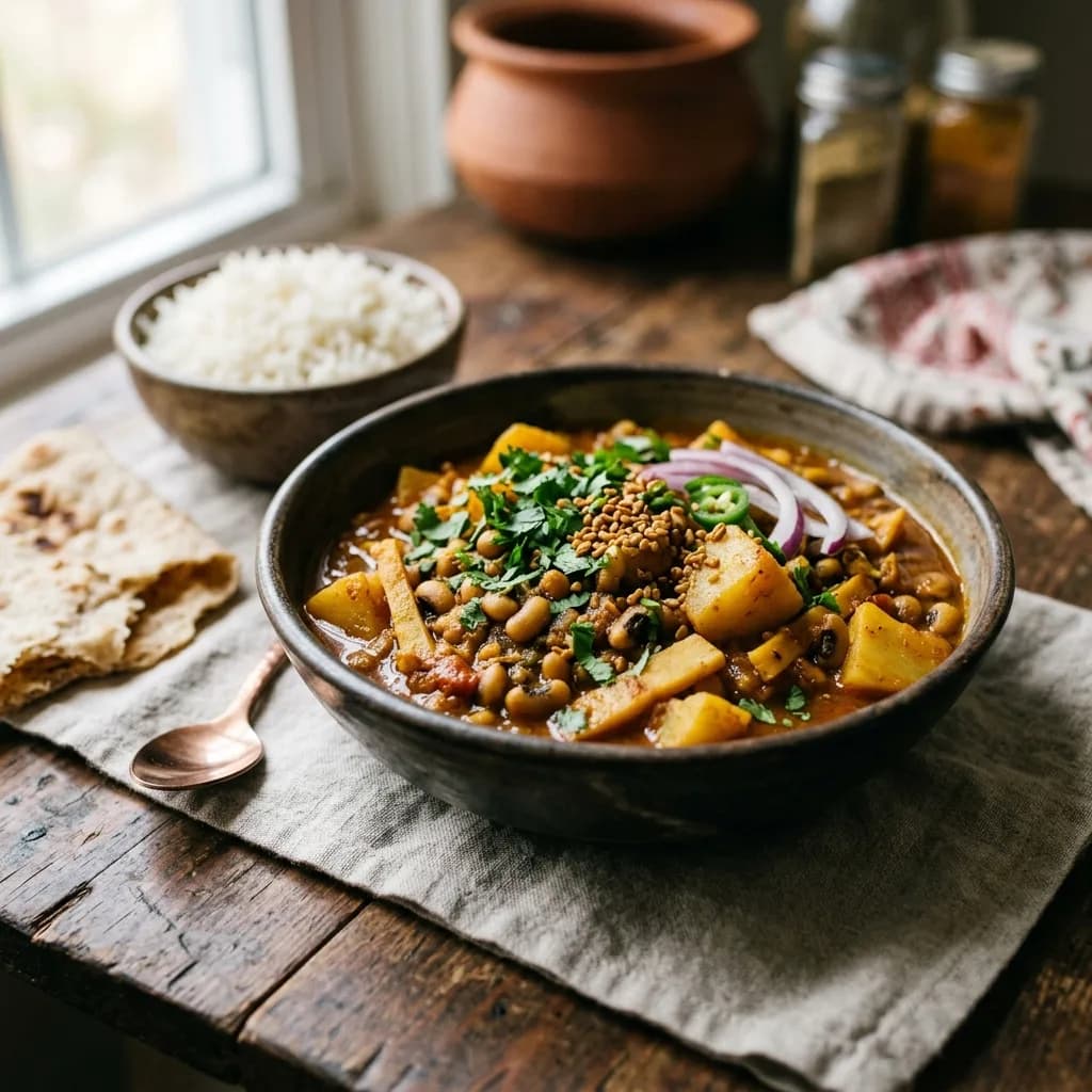 Recipe cover: Nepalese Spiced Potato And Bamboo Shoot Curry