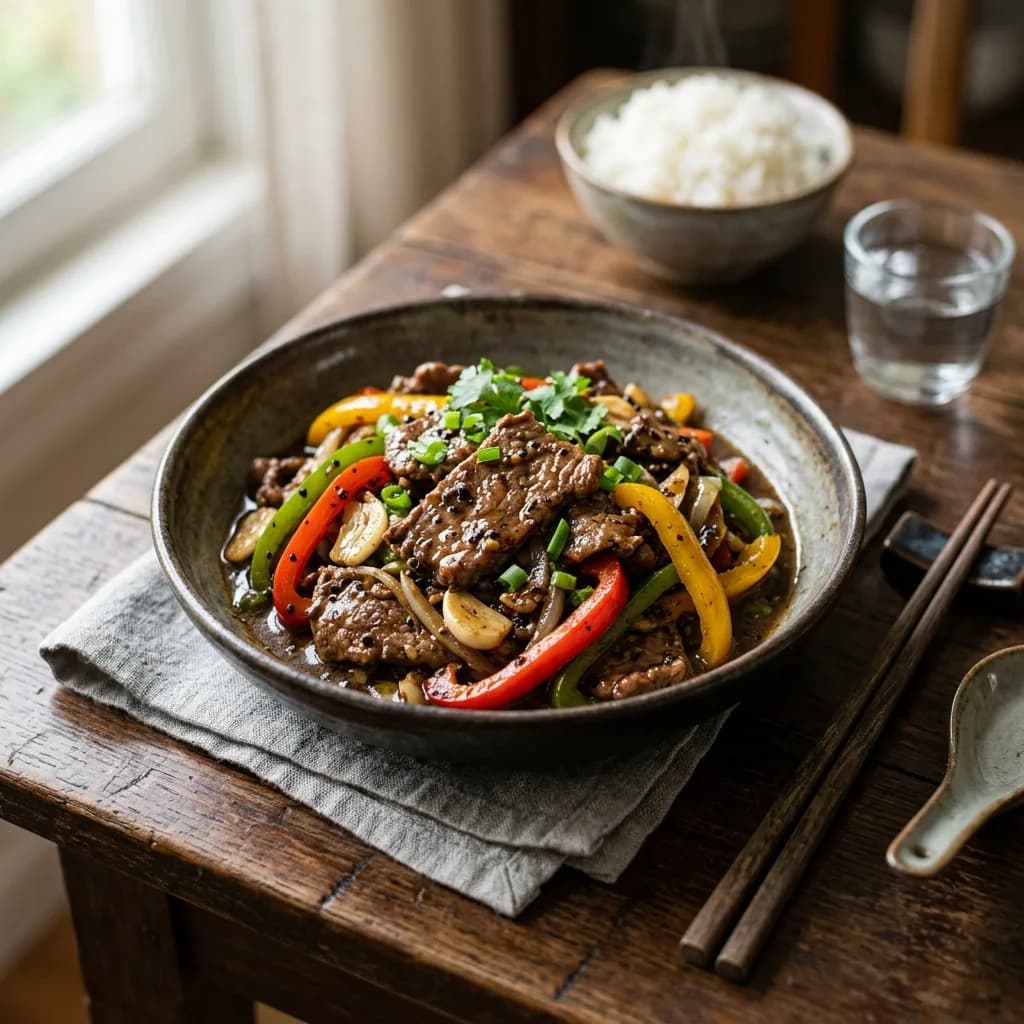 Recipe cover: Thai Black Pepper And Garlic Beef Stir-Fry