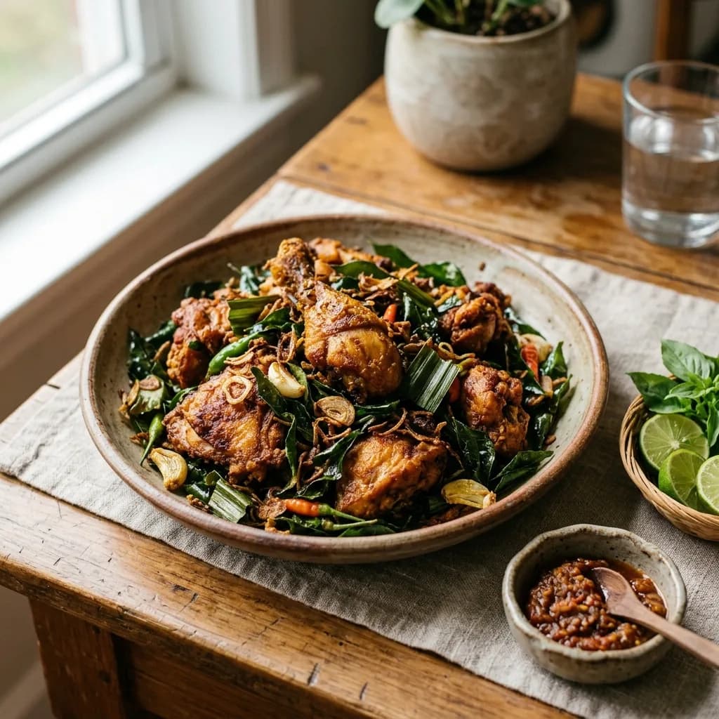 Recipe cover: Ayam Tangkap Aceh (Acehnese Herb-Crisped Garlic Chicken)