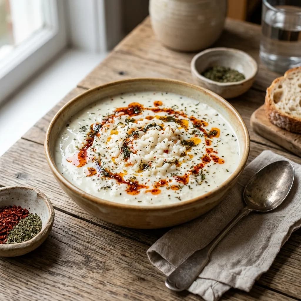 Recipe cover: Turkish Minted Yogurt Rice Soup With Spiced Butter