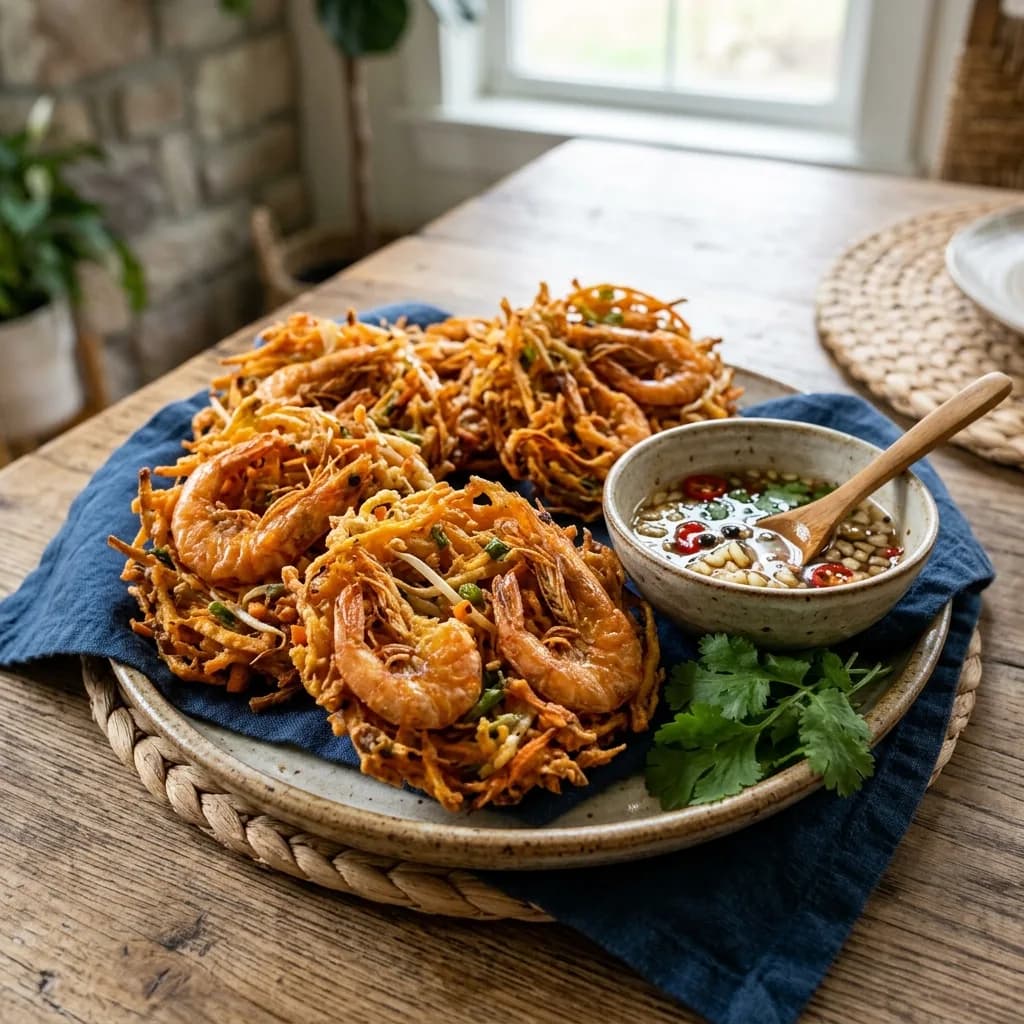 Recipe cover: Crispy Filipino Shrimp And Sweet Potato Fritters (Ukoy)