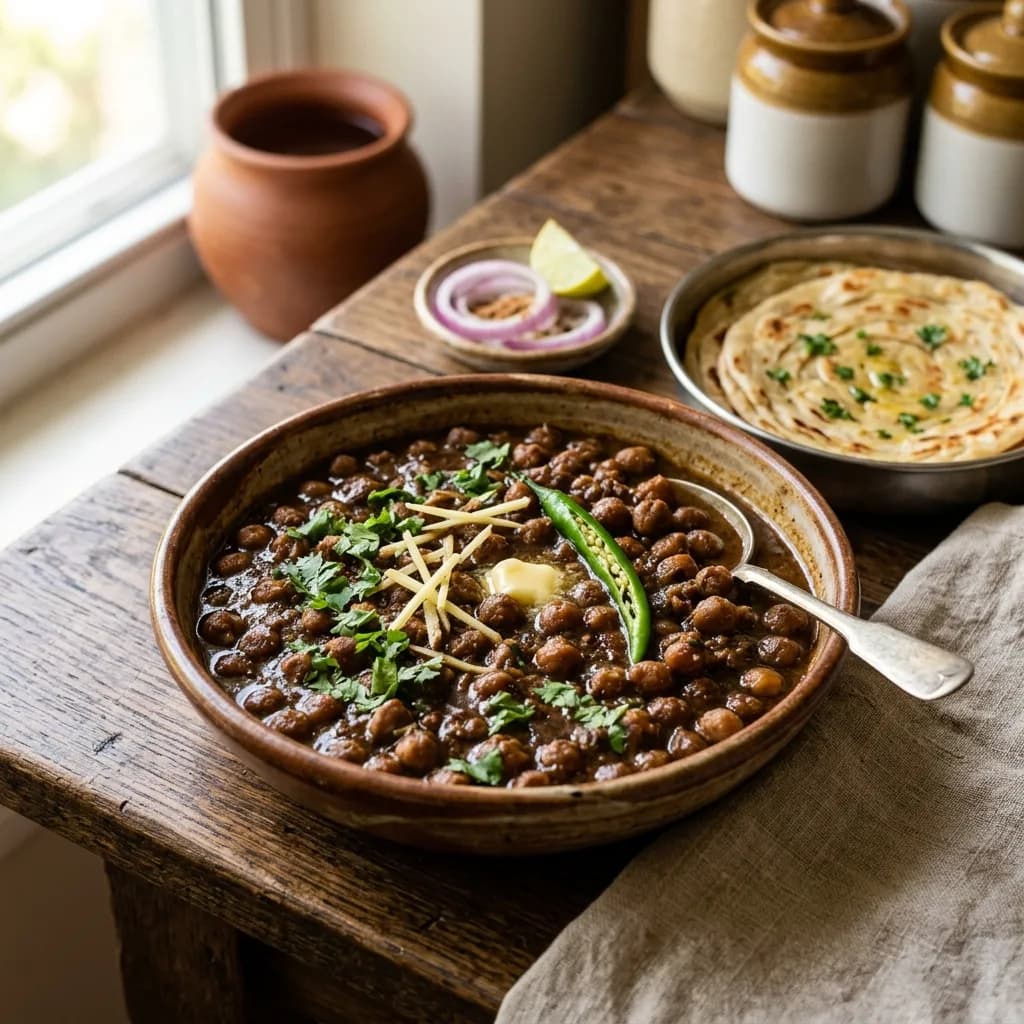 Recipe cover: Amritsari Black Tea Infused Chickpea Curry