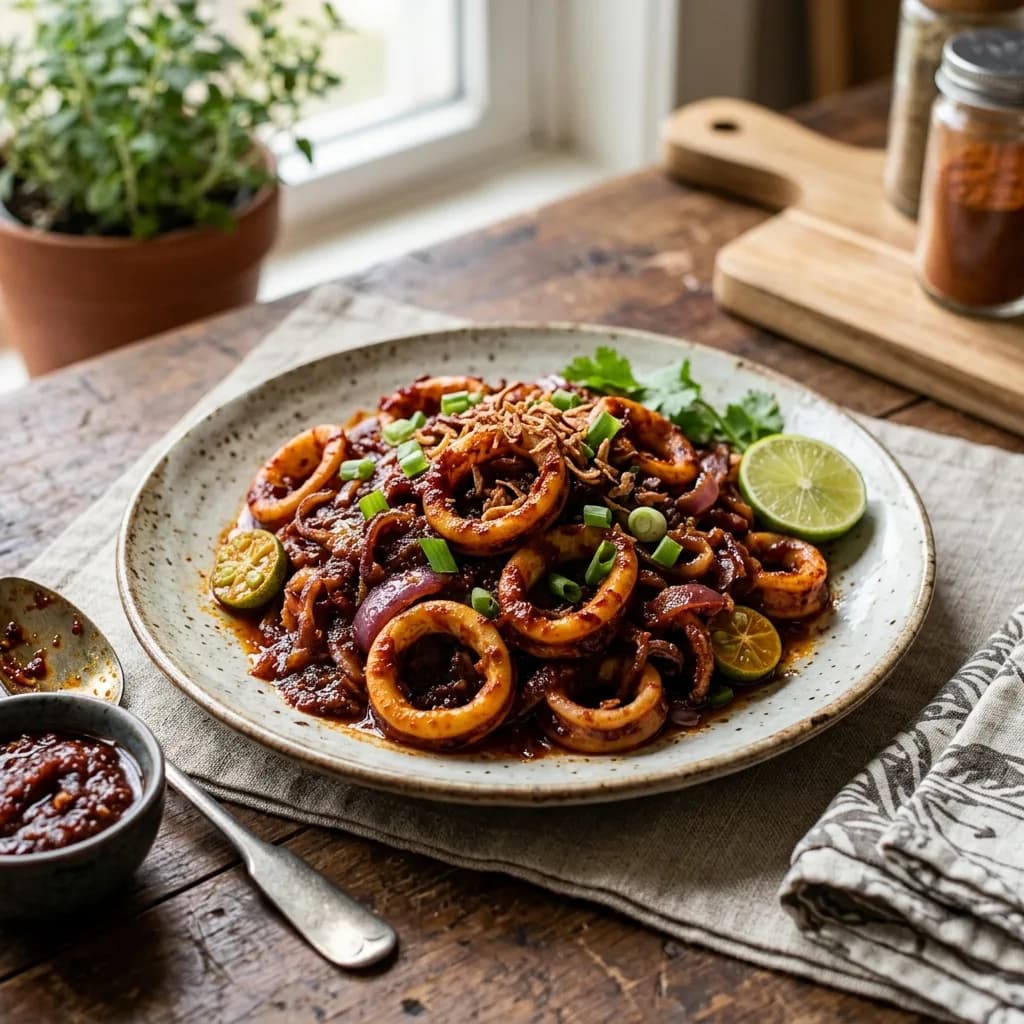 Recipe cover: Sambal Tumis Sotong (Malaysian Caramelized Chili Squid)
