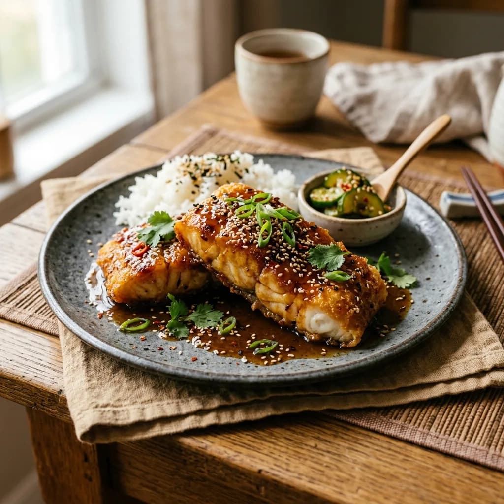 Recipe cover: Crispy Sesame Soy Glazed Cod Fillets