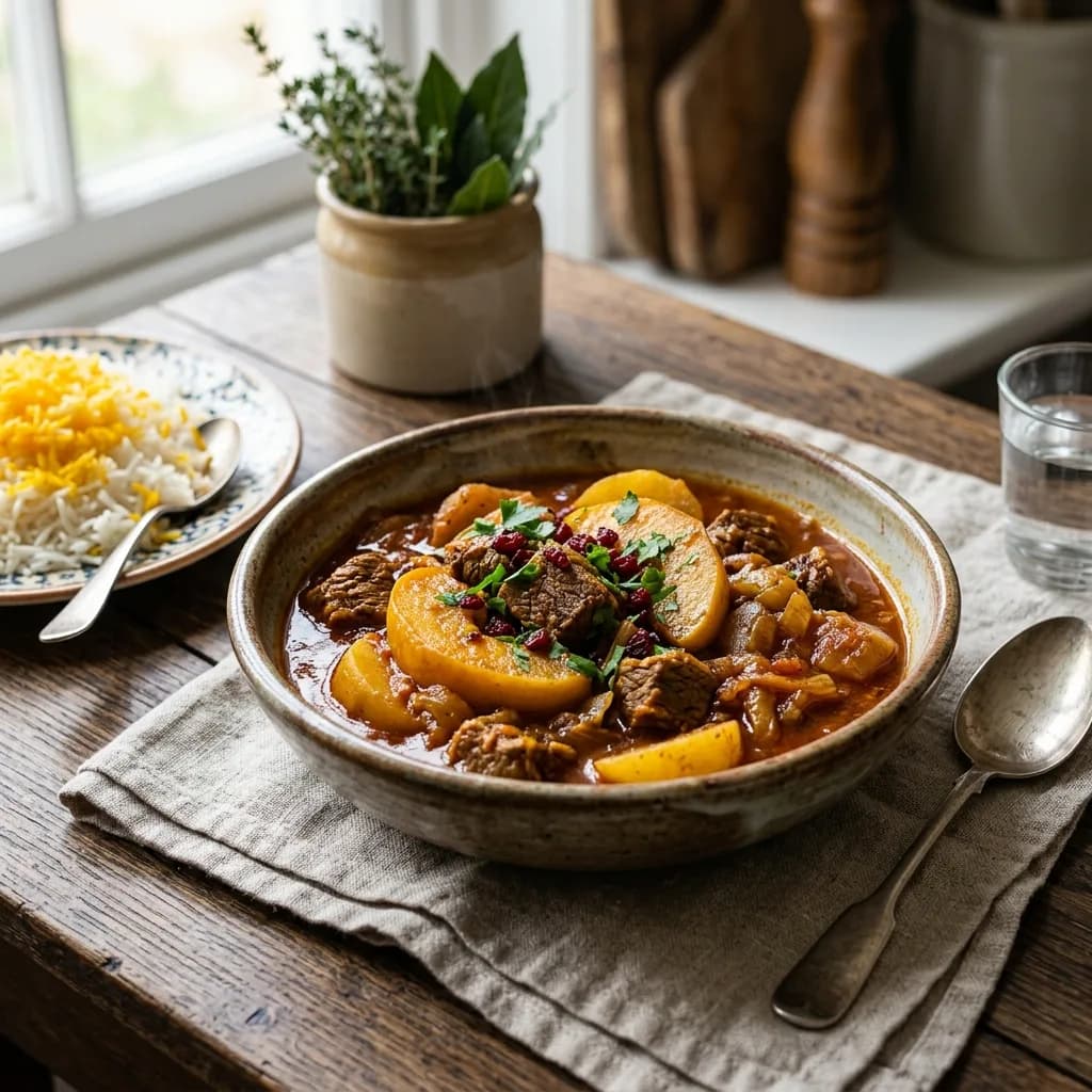 Recipe cover: Iranian Layered Beef And Quince Stew