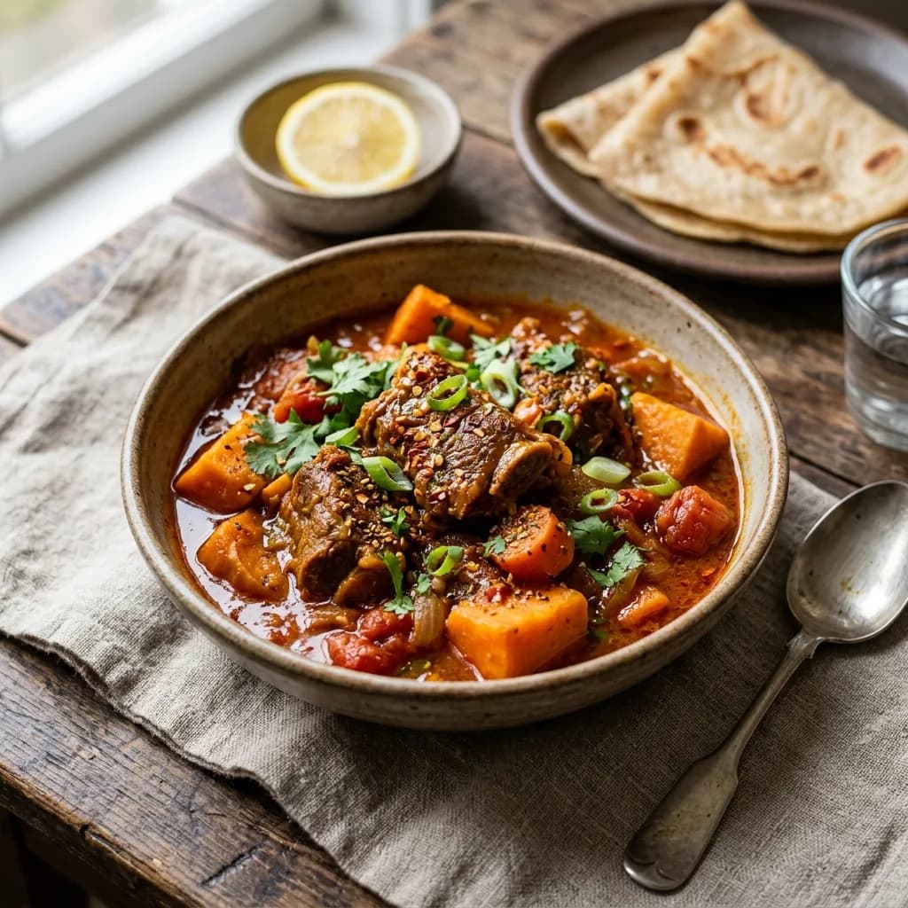 Recipe cover: Somali Xawaash Spiced Goat Stew With Sweet Potatoes