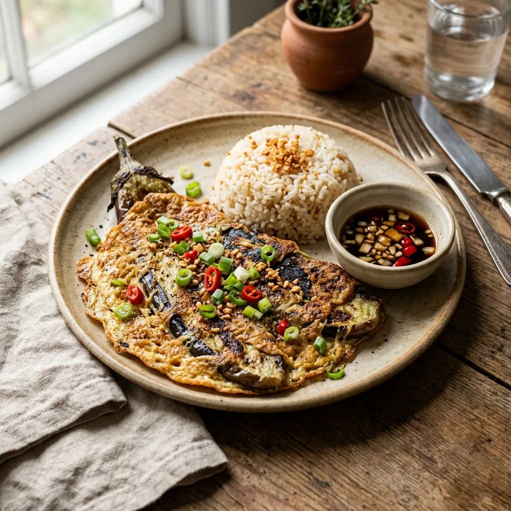 Recipe cover: Filipino Tortang Talong (Smoky Eggplant Omelette)