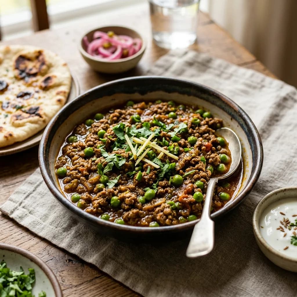 Recipe cover: Punjabi Spiced Minced Lamb And Pea Curry