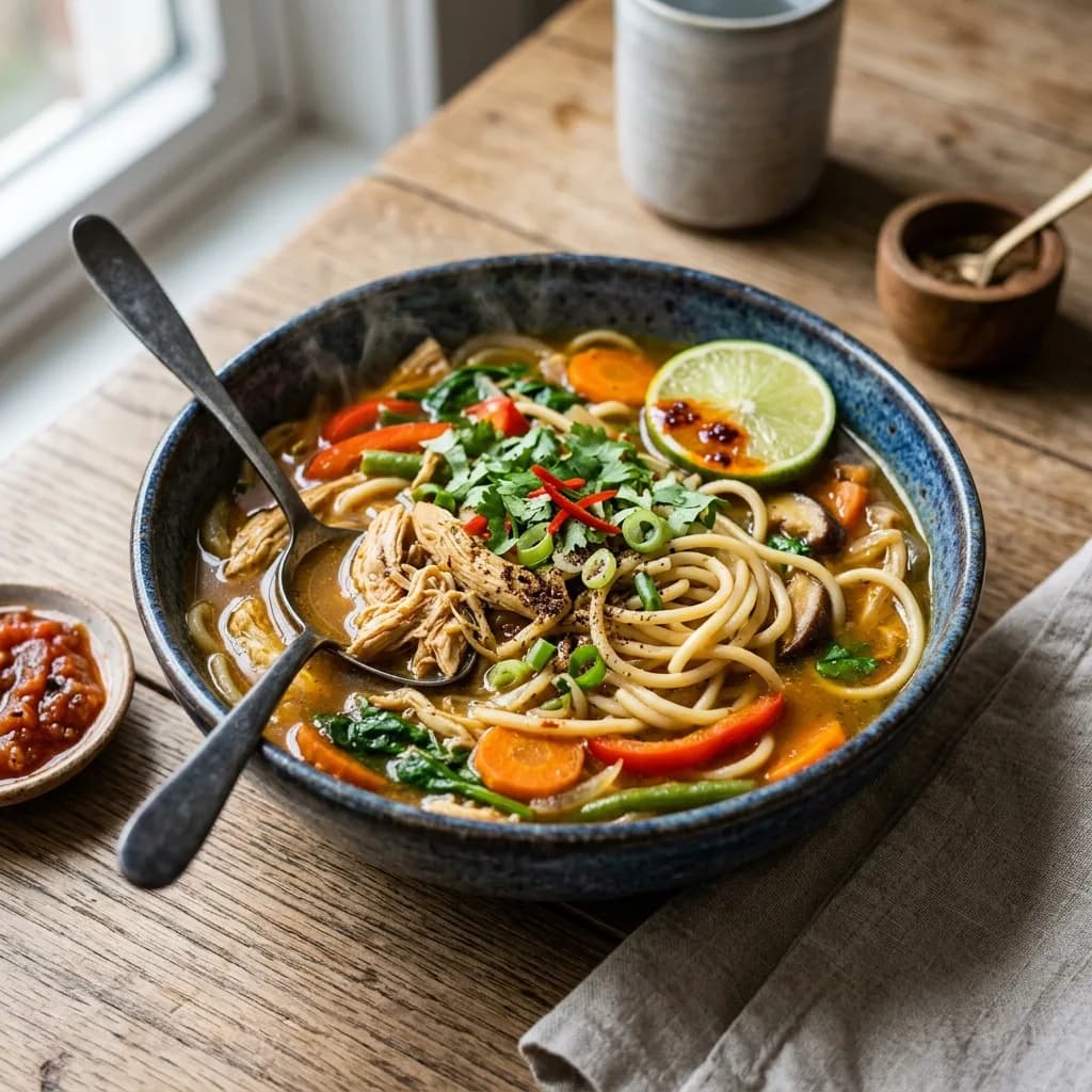Recipe cover: Pokhara Timur Spiced Chicken Thukpa Soup