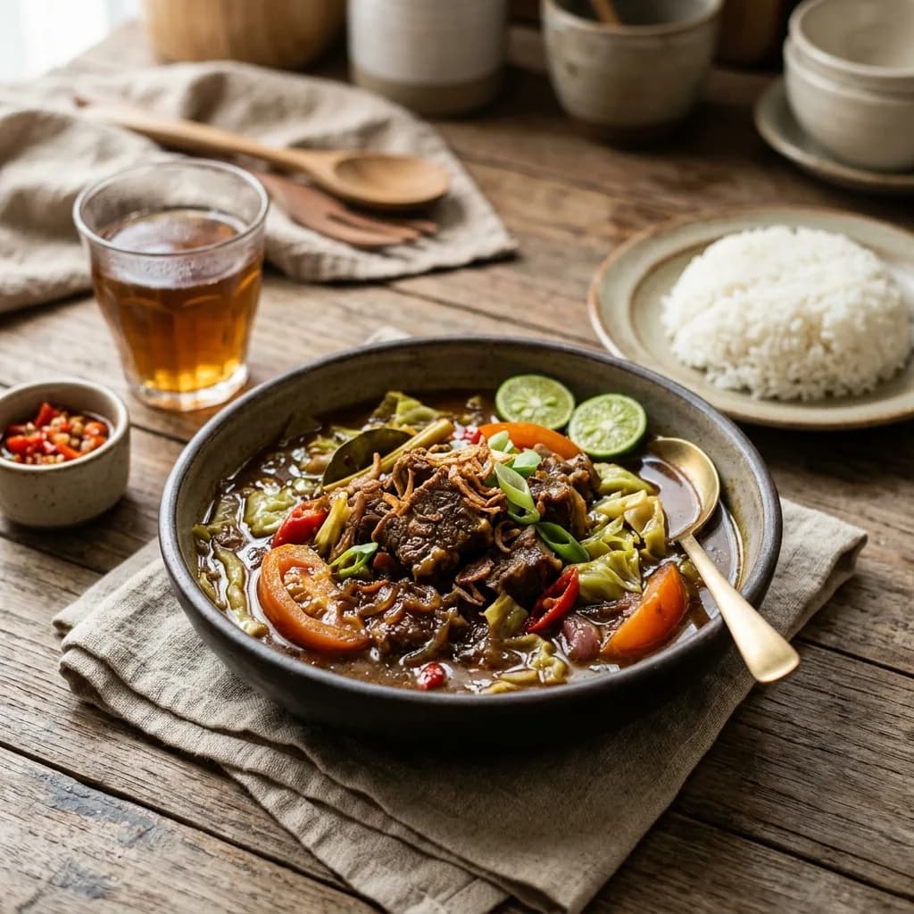 Recipe cover: Tongseng Sapi (Javanese Sweet Soy And Coconut Beef Stew)