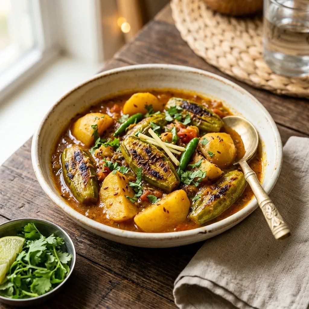 Recipe cover: Bengali Spiced Pointed Gourd And Potato Stew