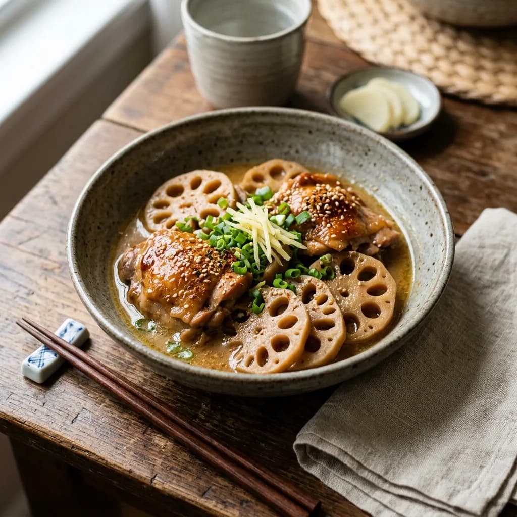 Recipe cover: Miso Ginger Braised Chicken And Lotus Root